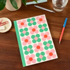Rex London A5 notebook - Pink and green Daisy Fashion