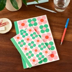Rex London A5 notebook - Pink and green Daisy Fashion