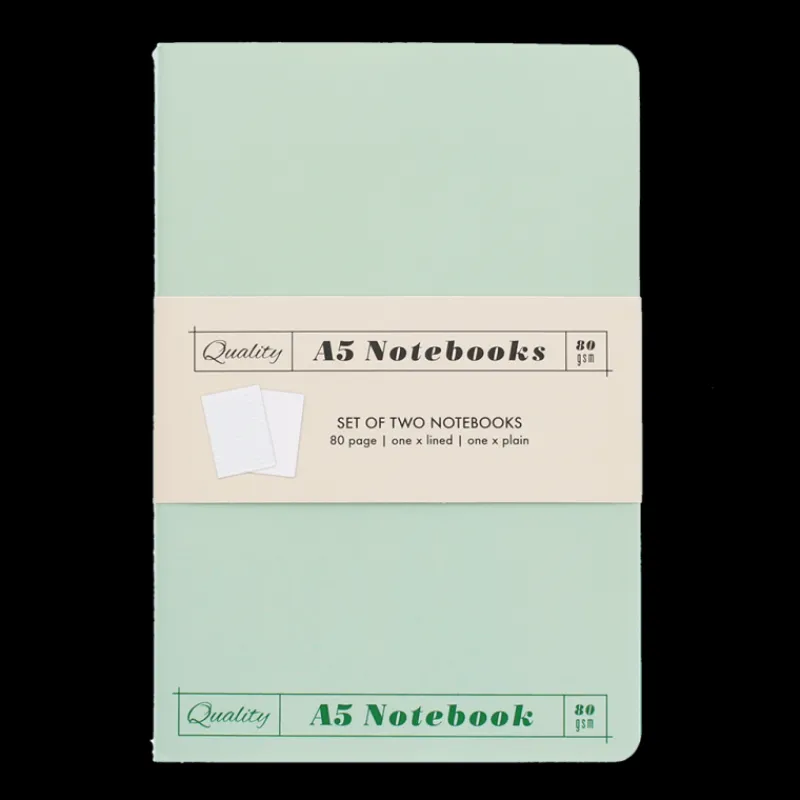 Rex London A5 notebooks (set of 2) - Green & aqua Best