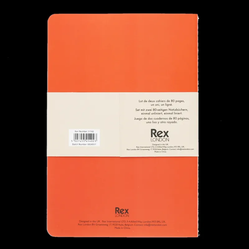 Rex London A5 notebooks (set of 2) - Orange & blue New