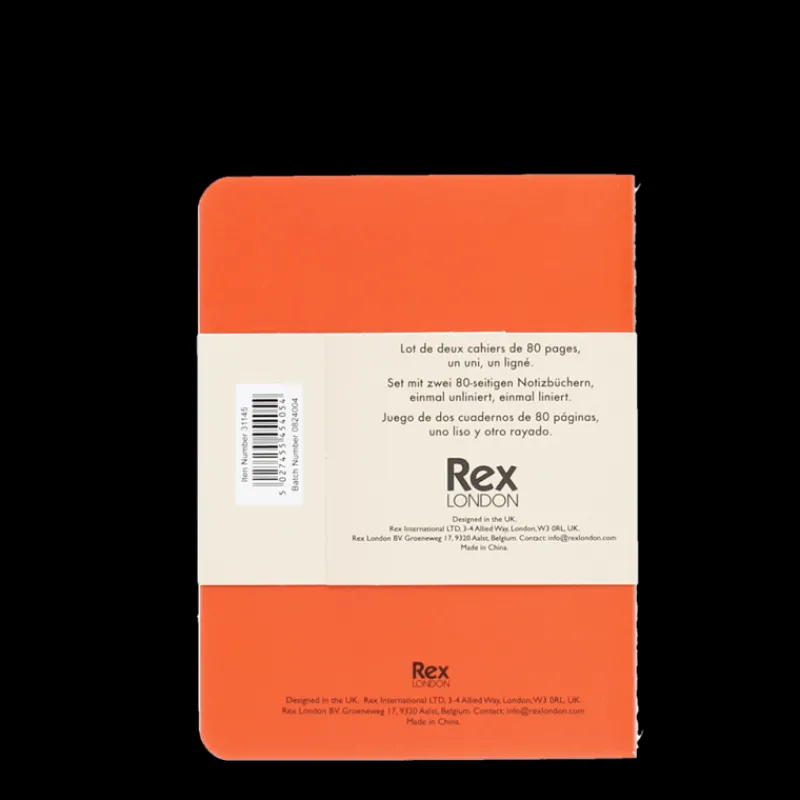 Rex London A6 notebooks (set of 2) - Orange & blue Clearance