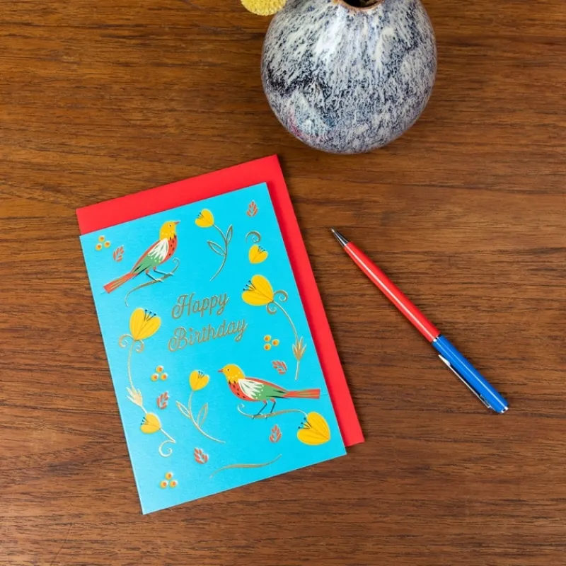 Rex London Birthday card - Flower birds Best