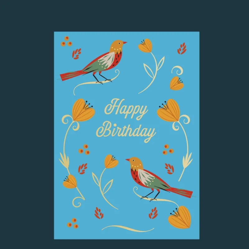 Rex London Birthday card - Flower birds Best