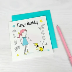 Rex London Birthday card - Girl with dog Discount
