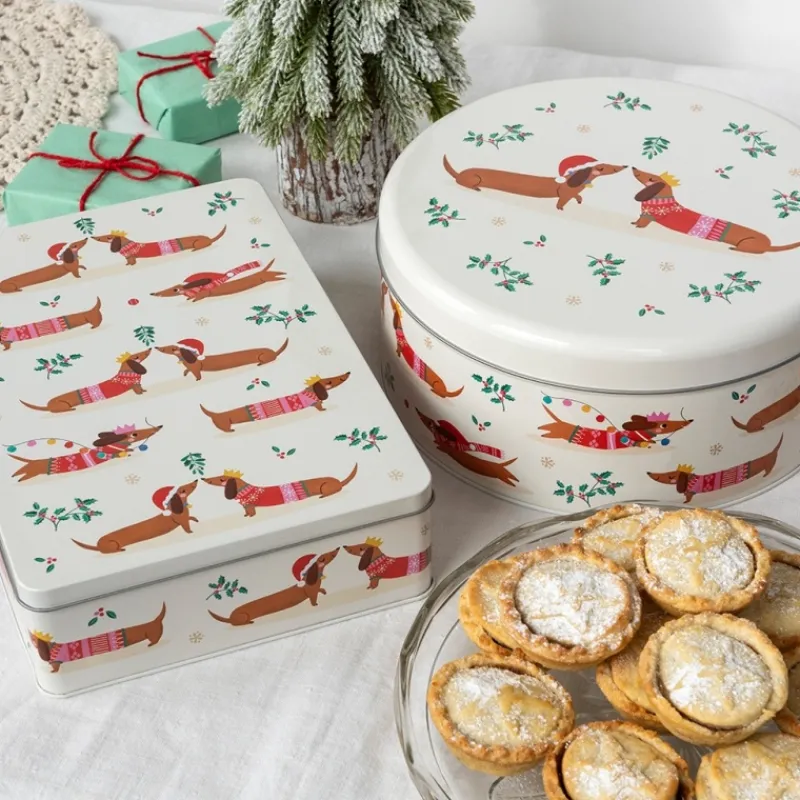 Rex London Cake storage tin - Festive Sausage Dog Outlet