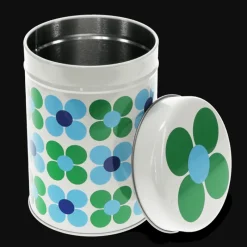 Rex London Canister storage tin - Blue and green Daisy Clearance