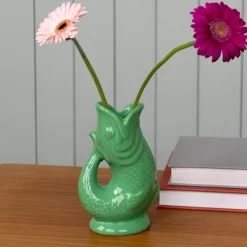 Rex London Ceramic fish vase - Green Clearance