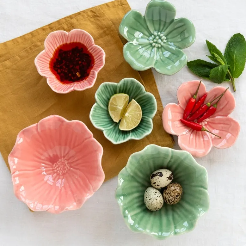 Rex London Ceramic flower bowl 9cm - Pink Hot