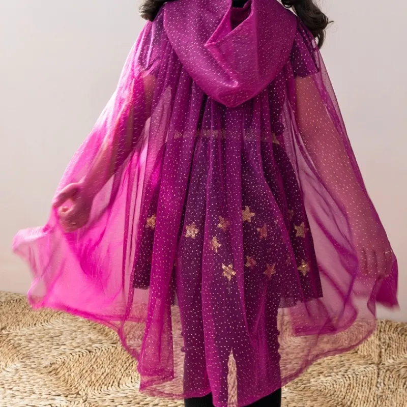 Rex London Children's glitter cape - Dark pink Hot