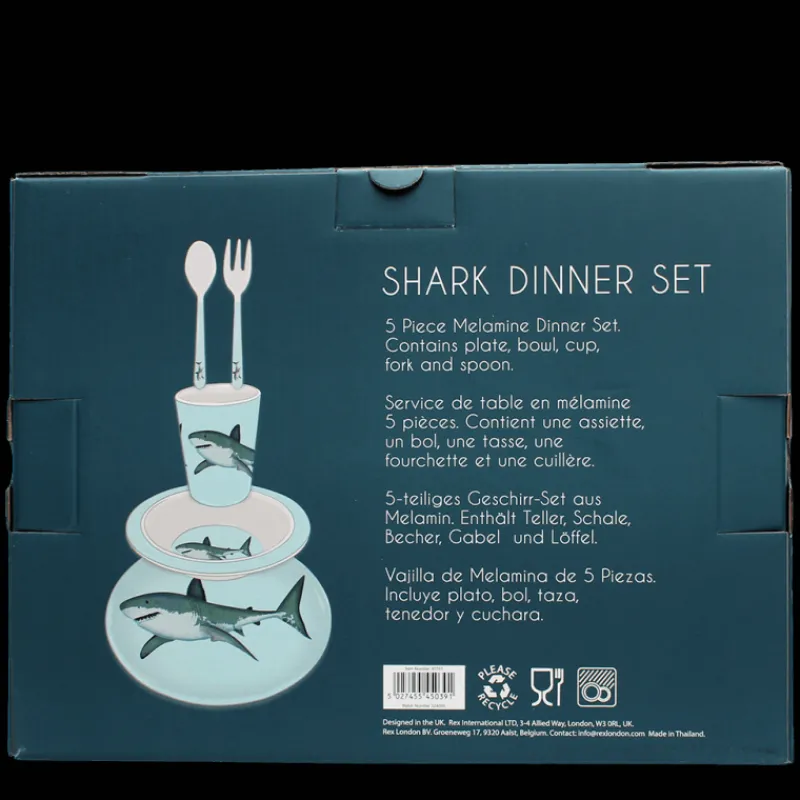 Rex London Children's melamine dinner set (5 pieces) - Sharks Clearance