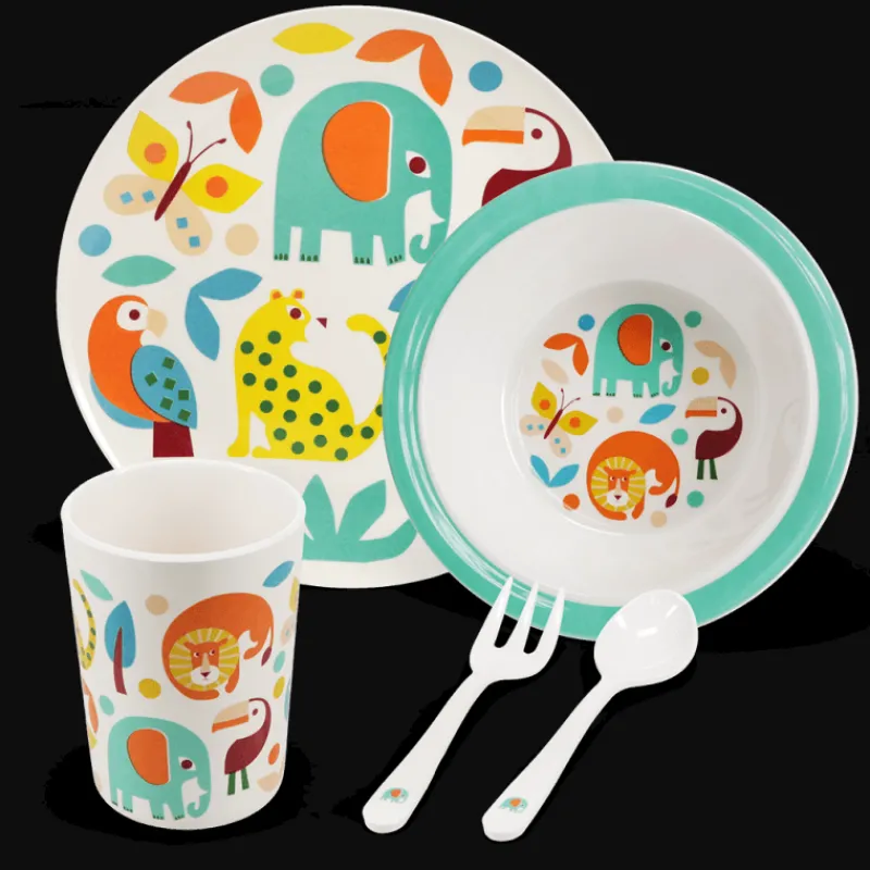 Rex London Children's melamine dinner set (5 pieces) - Wild Wonders Outlet