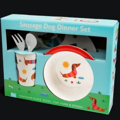 Rex London Children's melamine dinner set (5 pieces) - Sunny Sausage Dog Best