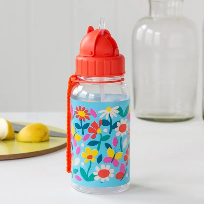 Rex London Children's water bottle with straw 500ml - Butterfly Garden Fashion