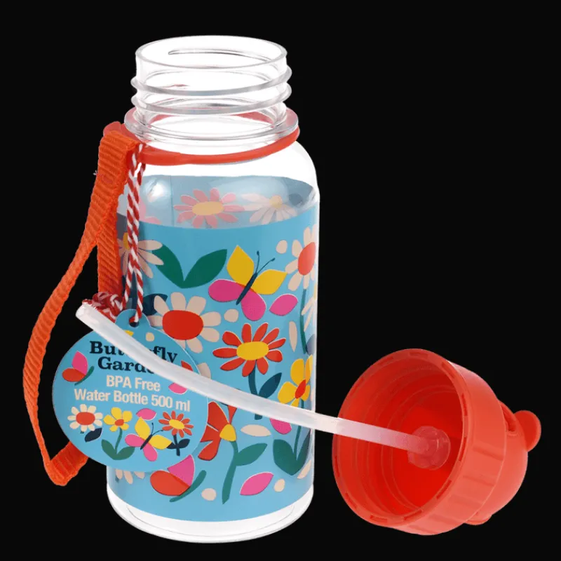 Rex London Children's water bottle with straw 500ml - Butterfly Garden Fashion