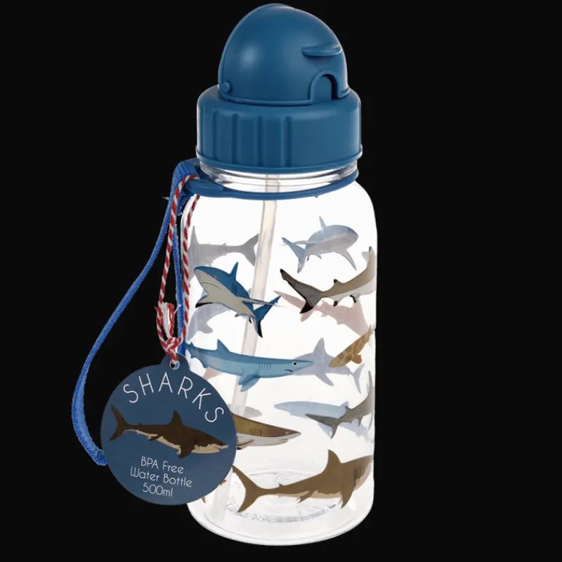 Rex London Children's water bottle with straw 500ml - Sharks Fashion