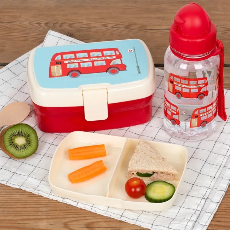 Rex London Children's water bottle with straw 500ml - TfL Routemaster Bus New
