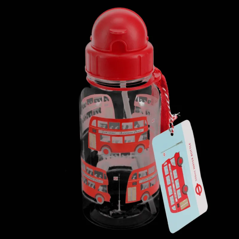 Rex London Children's water bottle with straw 500ml - TfL Routemaster Bus New