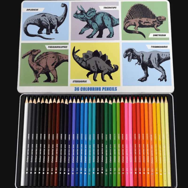 Rex London 36 colouring pencils in a tin - Prehistoric Land Hot