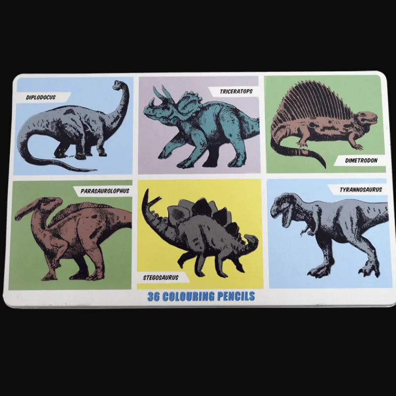 Rex London 36 colouring pencils in a tin - Prehistoric Land Hot