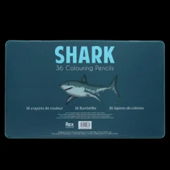 Rex London 36 colouring pencils in a tin - Sharks Best