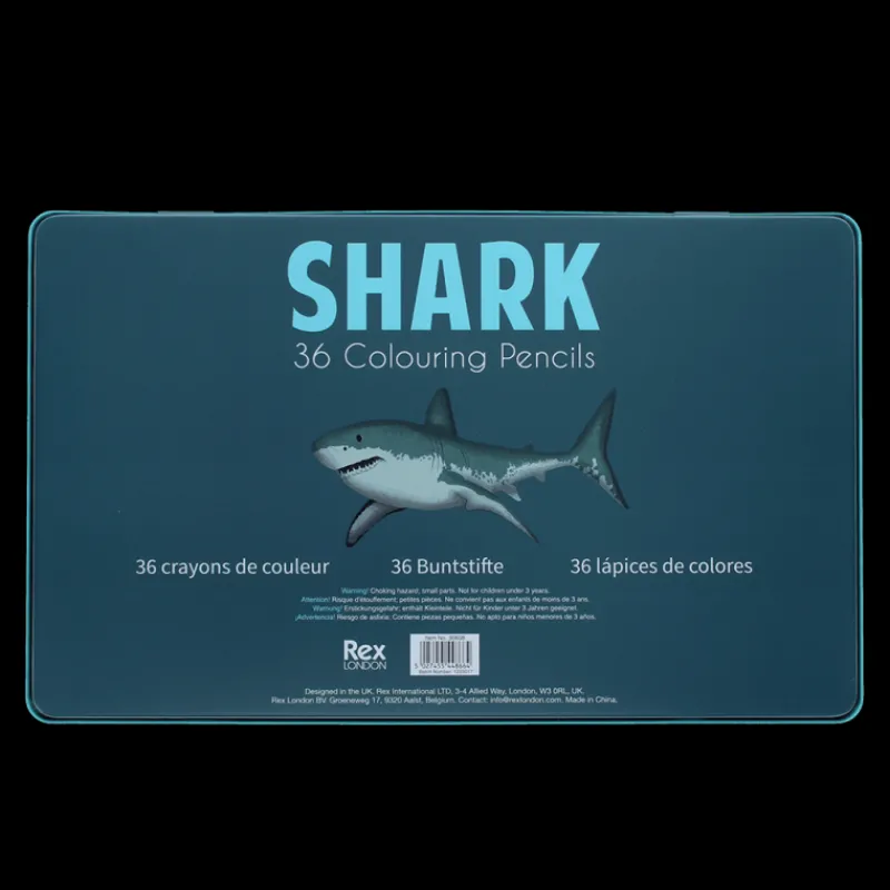 Rex London 36 colouring pencils in a tin - Sharks Best