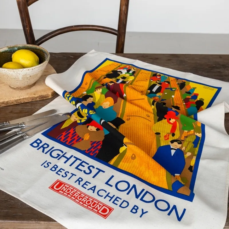 Rex London Cotton tea towel - TfL Vintage Poster "Brightest London" Fashion