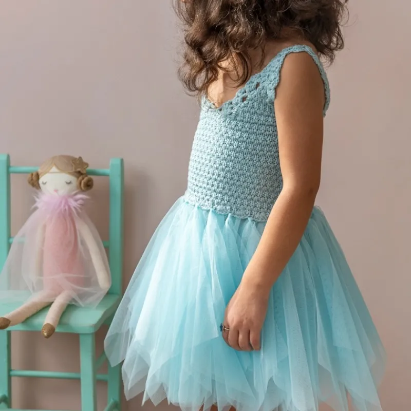 Rex London Crochet dress (3-4 years) - Aqua blue Outlet