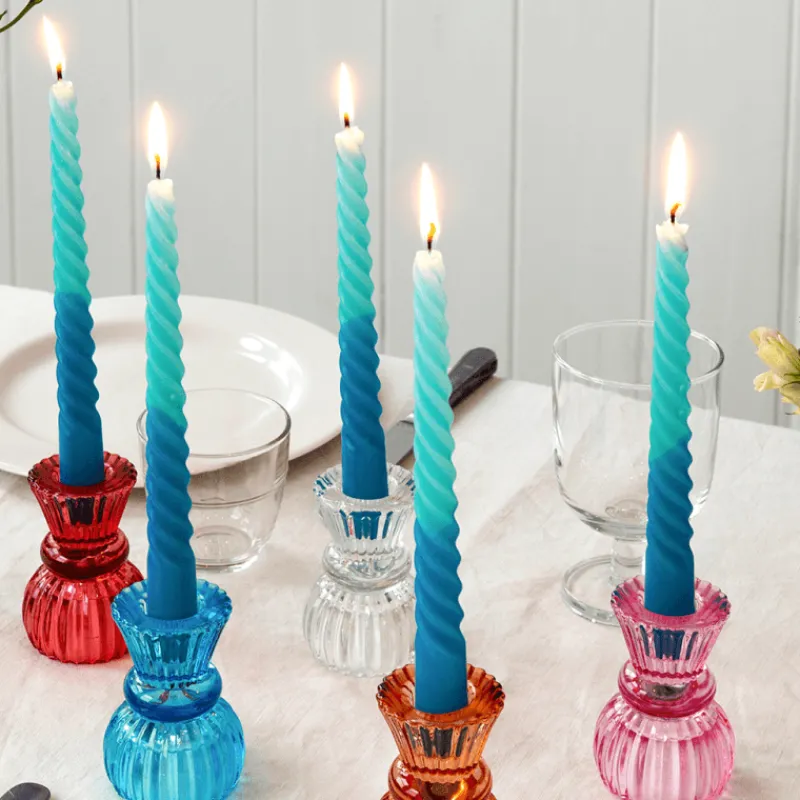 Rex London Dip dye spiral candles (set of 4) - Blue Clearance