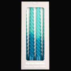 Rex London Dip dye spiral candles (set of 4) - Blue Clearance