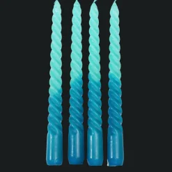Rex London Dip dye spiral candles (set of 4) - Blue Clearance