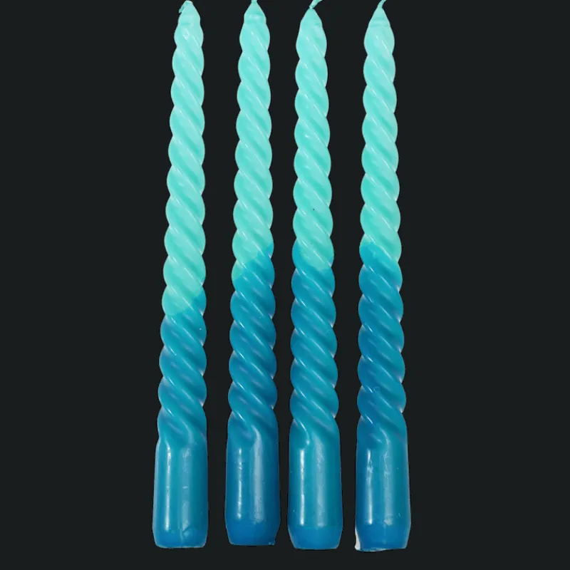 Rex London Dip dye spiral candles (set of 4) - Blue Clearance