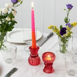 Rex London Double ended glass candle holder - Red Sale