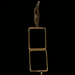 Rex London Double sided glass and brass metal hanging frame (4.5 x 5.5cm) Discount