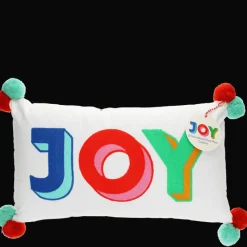 Rex London Embroidered cushion with pom poms - Joy Hot
