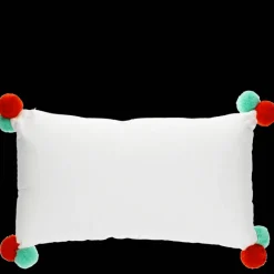 Rex London Embroidered cushion with pom poms - Joy Hot