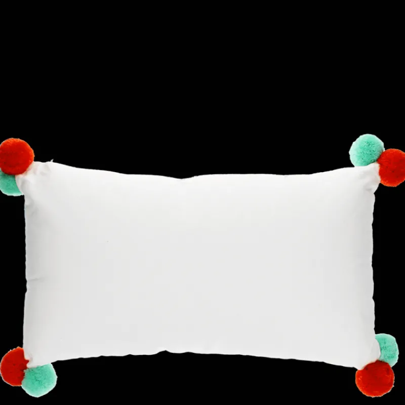 Rex London Embroidered cushion with pom poms - Joy Hot