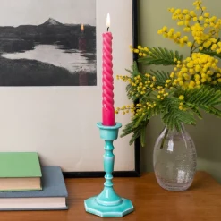 Rex London Enamel candlestick (13cm) - Aqua Hot