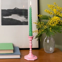 Rex London Enamel candlestick (13cm) - Pink Hot