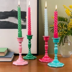 Rex London Enamel candlestick (13cm) - Vibrant pink Hot