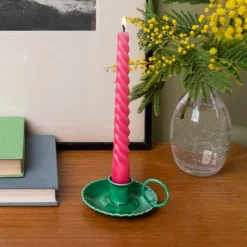 Rex London Enamel chamberstick candle holder - Dark green Clearance