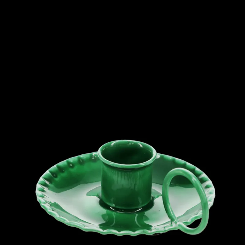 Rex London Enamel chamberstick candle holder - Dark green Clearance