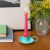 Rex London Enamel chamberstick candle holder - Aqua Best