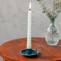 Rex London Enamel chamberstick candle holder - Blue Online