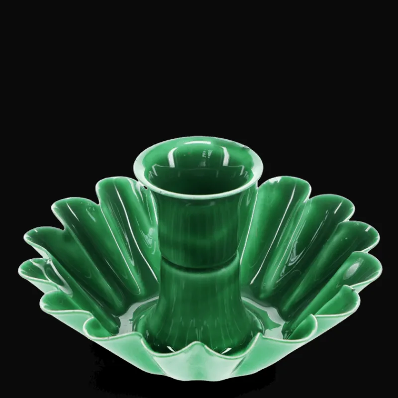 Rex London Enamel cupped flower candle holder - Dark green Clearance