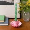 Rex London Enamel cupped flower candle holder - Pink Hot