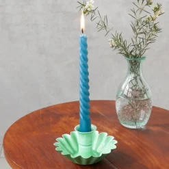 Rex London Enamel cupped flower candle holder - Green Online
