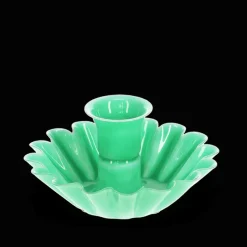 Rex London Enamel cupped flower candle holder - Green Online