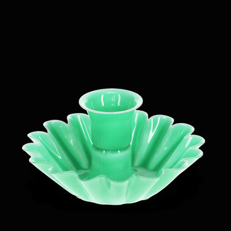 Rex London Enamel cupped flower candle holder - Green Online