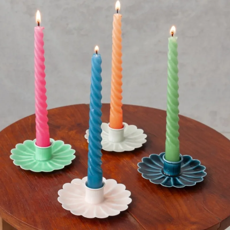 Rex London Enamel flat flower candle holder - Light grey New