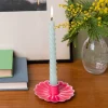 Rex London Enamel flat flower candle holder - Vibrant pink Outlet